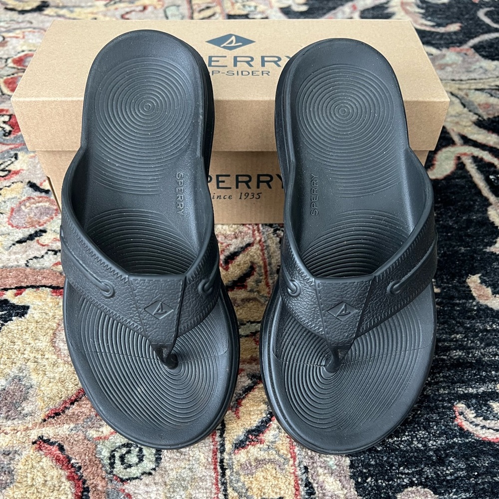Sperry Black Flip Flops, Sz 8/39